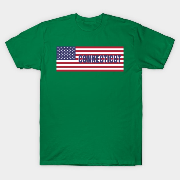 Connecticut State in American Flag T-Shirt by aybe7elf